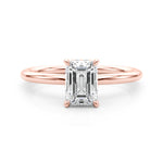 2.50ct Emerald Cut Diamond Solitaire Engagement Ring with Hidden Halo – 18ct Rose Gold Romantic Grandeur