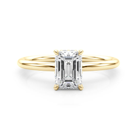 2.50ct Emerald Cut Diamond Solitaire Engagement Ring with Hidden Halo – 18ct Yellow Gold Classic Opulence
