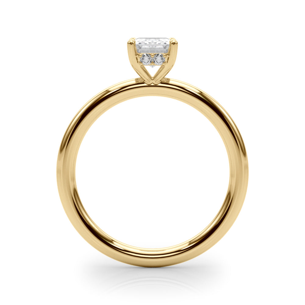 2.50ct Emerald Cut Diamond Solitaire Engagement Ring with Hidden Halo – 18ct Yellow Gold Classic Opulence