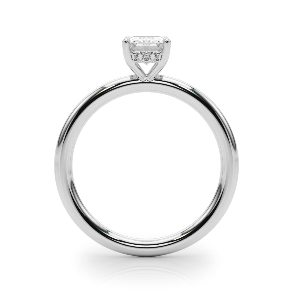 2.50ct Emerald Cut Diamond Solitaire Engagement Ring with Hidden Halo – 18ct Rose Gold Romantic Grandeur