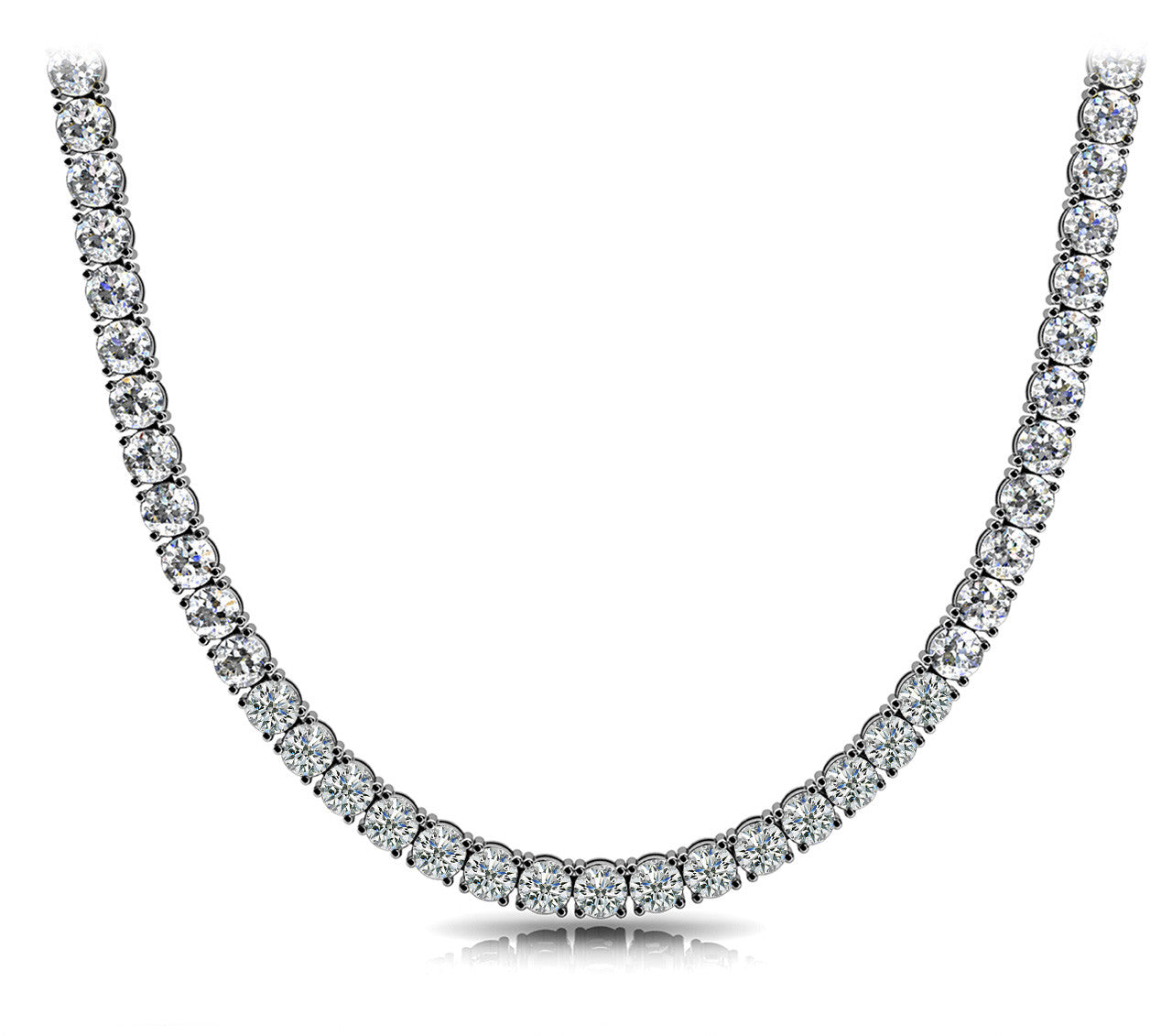 13ct 4 Claw Riviera Diamond Necklace – 18ct White Gold – G SI Natural Diamonds