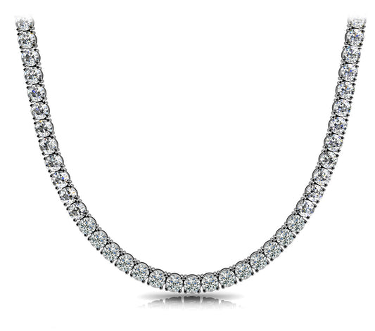 25ct 4 Claw Riviera Diamond Necklace – 18ct White Gold – G SI Natural Diamonds