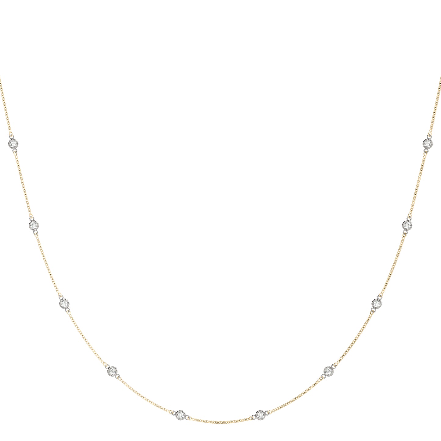 1ct F VS Diamonds by the Yard Necklace – 18ct White & Yellow Gold