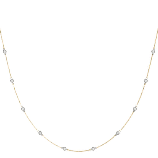 1ct F VS Diamonds by the Yard Necklace – 18ct White & Yellow Gold