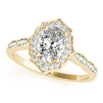 1ct Oval Diamond Halo Engagement Ring – 18ct Yellow Gold Classic Opulence