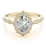1ct Oval Diamond Halo Engagement Ring – 18ct Yellow Gold Classic Opulence