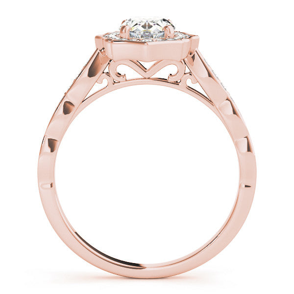 1ct Oval Diamond Halo Engagement Ring – 18ct Rose Gold Romantic Grandeur