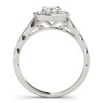 1ct Oval Diamond Halo Engagement Ring – 18ct White Gold Ornate Elegance