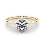 Round Brilliant Diamond Solitaire Engagement Ring with Six Claw Petal Setting – 18ct Yellow Gold Classic Warmth