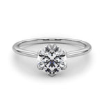 Round Brilliant Diamond Solitaire Engagement Ring with Six law Petal Setting – 18ct White Gold Timeless Radiance
