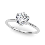 Round Brilliant Diamond Solitaire Engagement Ring with Six law Petal Setting – 18ct White Gold Timeless Radiance