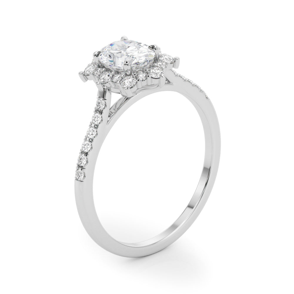 3.50ct Oval Diamond Solitaire Engagement Ring with Split Cathedral Band – 18ct White Gold Timeless Grandeur