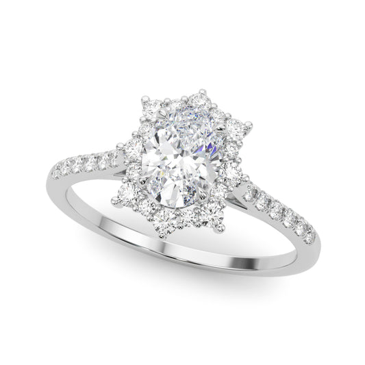 3.50ct Oval Diamond Solitaire Engagement Ring with Split Cathedral Band – 18ct White Gold Timeless Grandeur