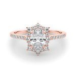 18ct Rose Gold Oval Diamond Halo Engagement Ring