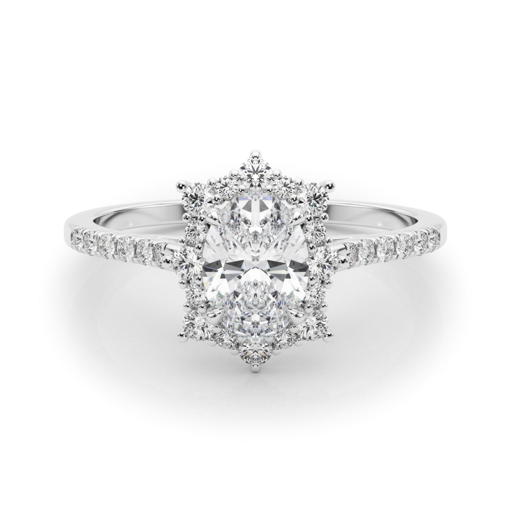 3.50ct Oval Diamond Solitaire Engagement Ring with Split Cathedral Band – 18ct White Gold Timeless Grandeur