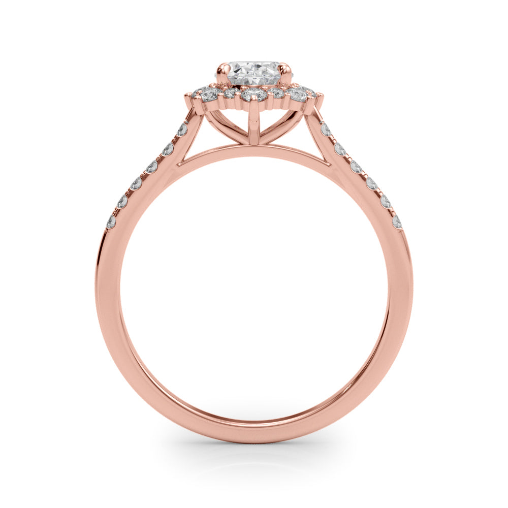 18ct Rose Gold Oval Diamond Halo Engagement Ring