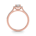 18ct Rose Gold Oval Diamond Halo Engagement Ring