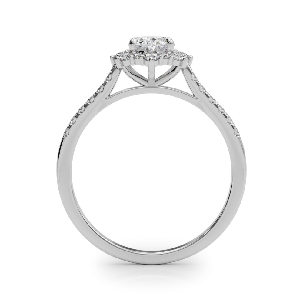 3.50ct Oval Diamond Solitaire Engagement Ring with Split Cathedral Band – 18ct White Gold Timeless Grandeur