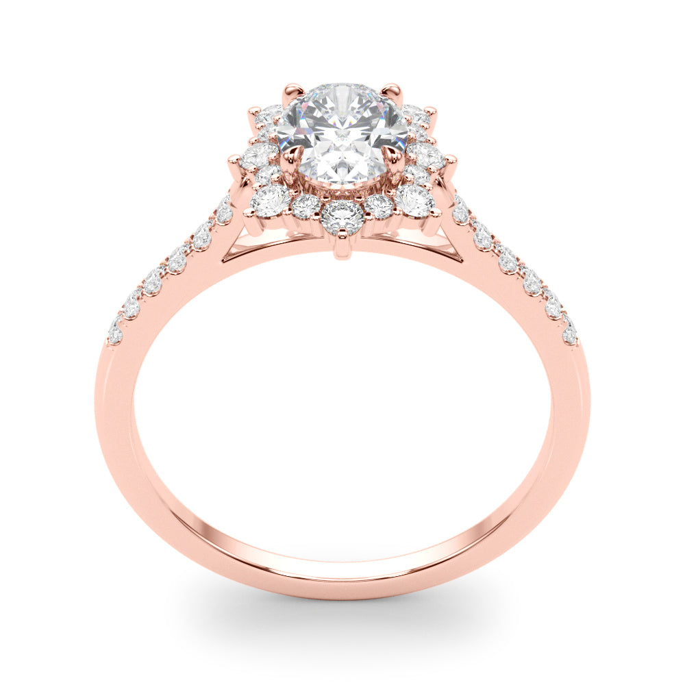 18ct Rose Gold Oval Diamond Halo Engagement Ring