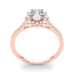 18ct Rose Gold Oval Diamond Halo Engagement Ring