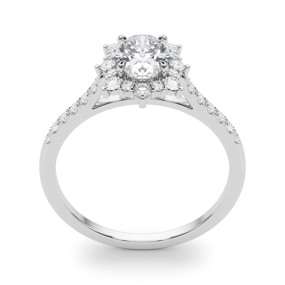 3.50ct Oval Diamond Solitaire Engagement Ring with Split Cathedral Band – 18ct White Gold Timeless Grandeur