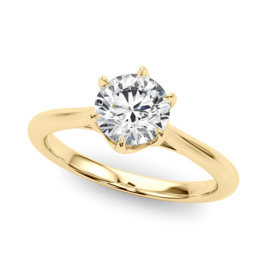 1ct Round Brilliant Diamond Solitaire Engagement Ring with Split Cathedral Band – 18ct Yellow Gold Classic Warmth