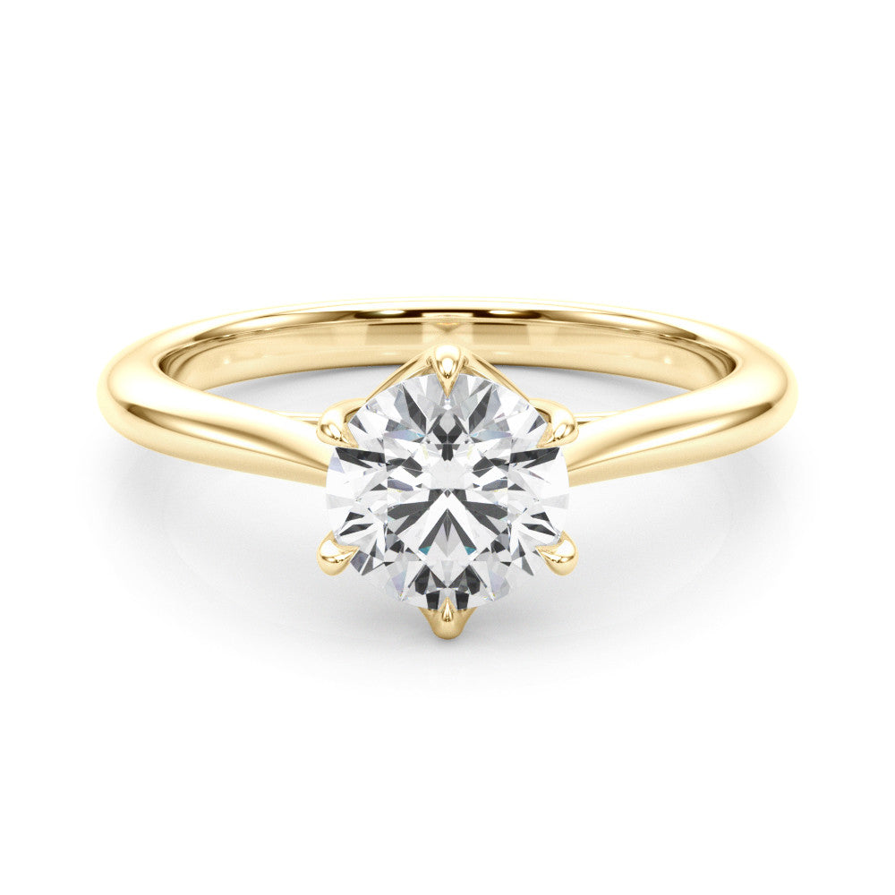 1ct Round Brilliant Diamond Solitaire Engagement Ring with Split Cathedral Band – 18ct Yellow Gold Classic Warmth