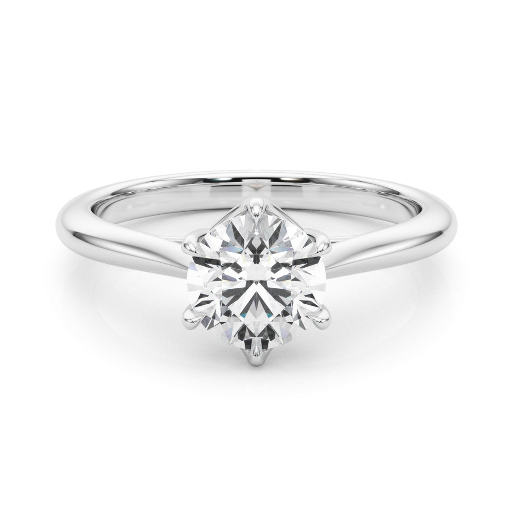 1ct Round Brilliant Diamond Solitaire Engagement Ring with Split Cathedral Band – 18ct White Gold Timeless Sophistication