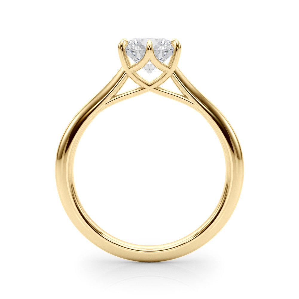 1ct Round Brilliant Diamond Solitaire Engagement Ring with Split Cathedral Band – 18ct Yellow Gold Classic Warmth