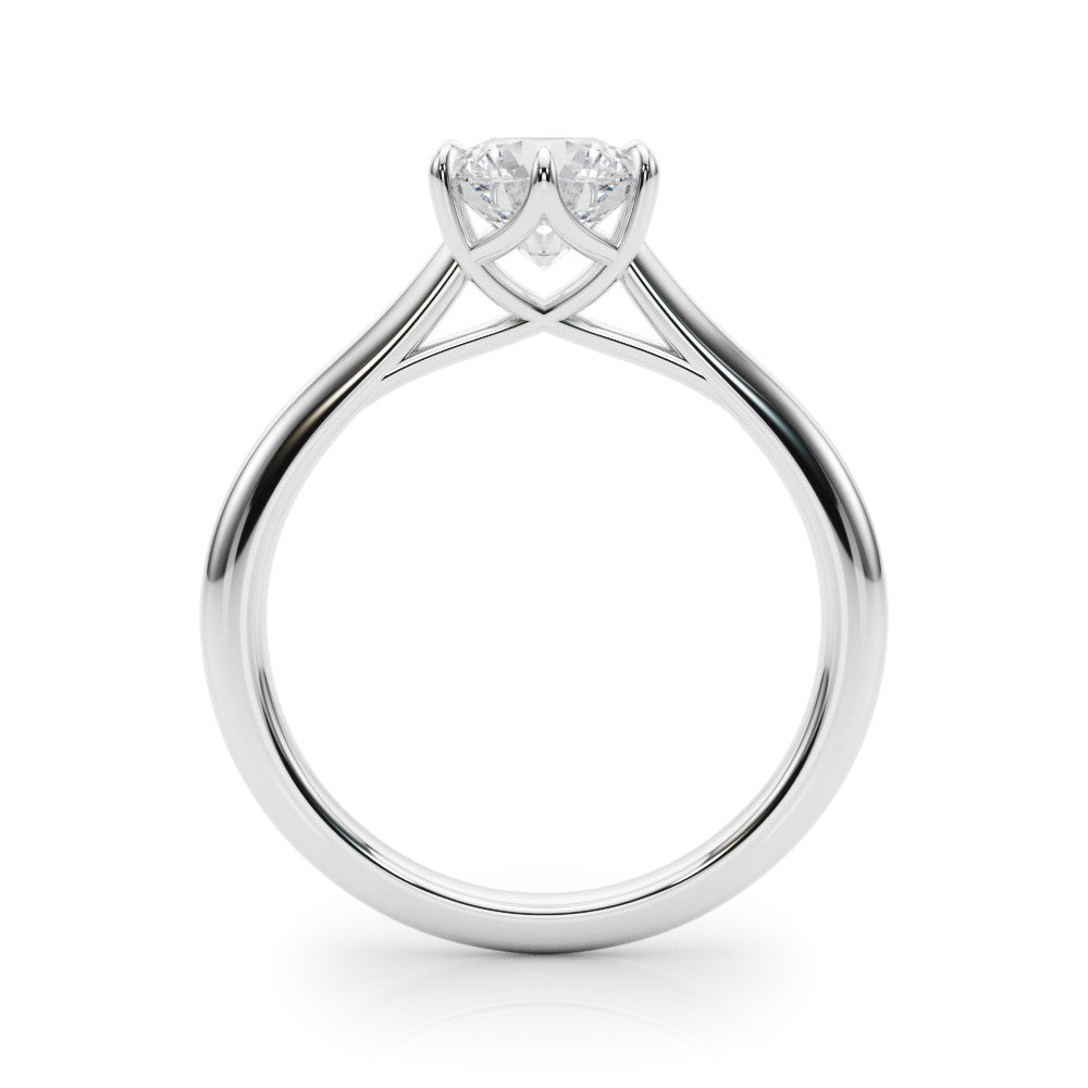 1ct Round Brilliant Diamond Solitaire Engagement Ring with Split Cathedral Band – 18ct White Gold Timeless Sophistication