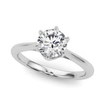 1ct Round Brilliant Diamond Solitaire Engagement Ring with Split Cathedral Band – 18ct White Gold Timeless Sophistication