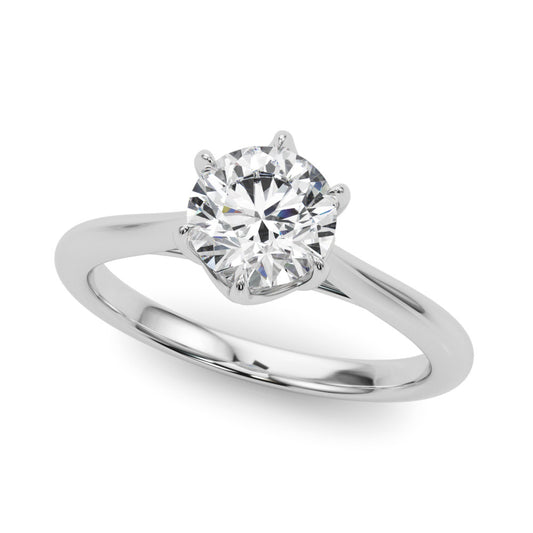 1ct Round Brilliant Diamond Solitaire Engagement Ring with Split Cathedral Band – 18ct White Gold Timeless Sophistication