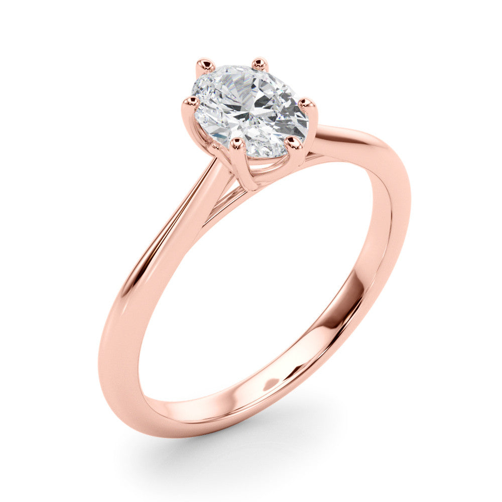 3.50ct Oval Diamond Solitaire Engagement Ring with Split Cathedral Shank – 18ct Rose Gold Romantic Splendour