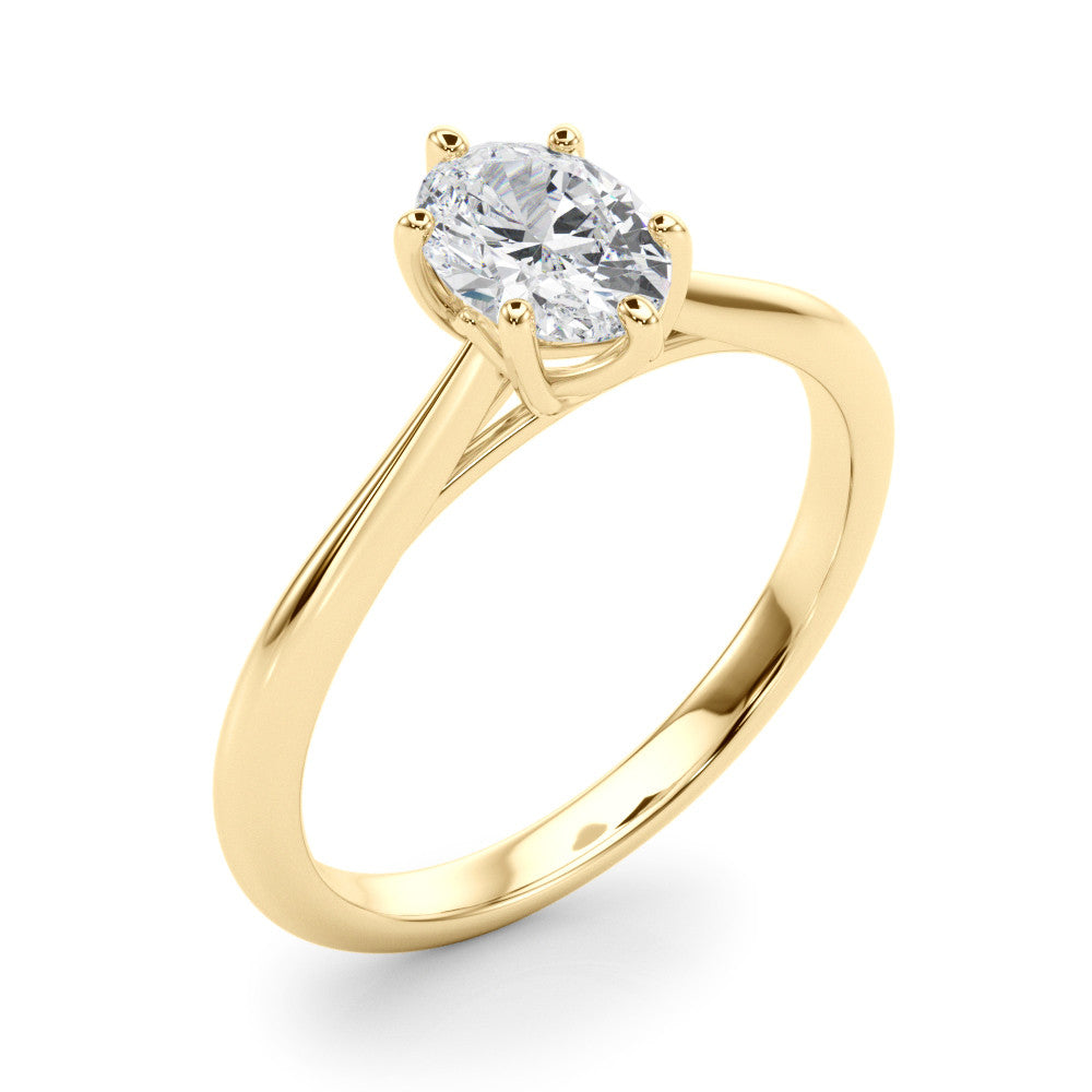 3.50ct Oval Diamond Solitaire Engagement Ring with Split Cathedral Band – 18ct Yellow Gold Classic Opulence