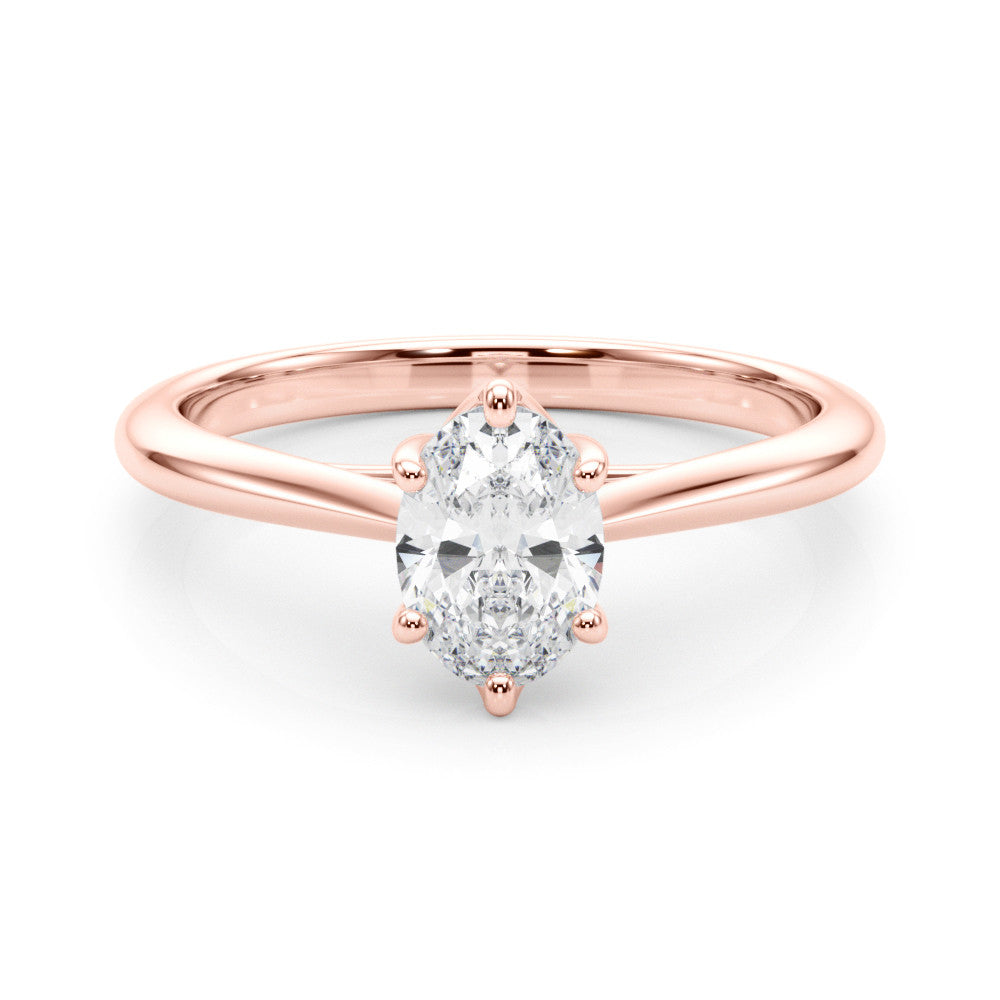 3.50ct Oval Diamond Solitaire Engagement Ring with Split Cathedral Shank – 18ct Rose Gold Romantic Splendour