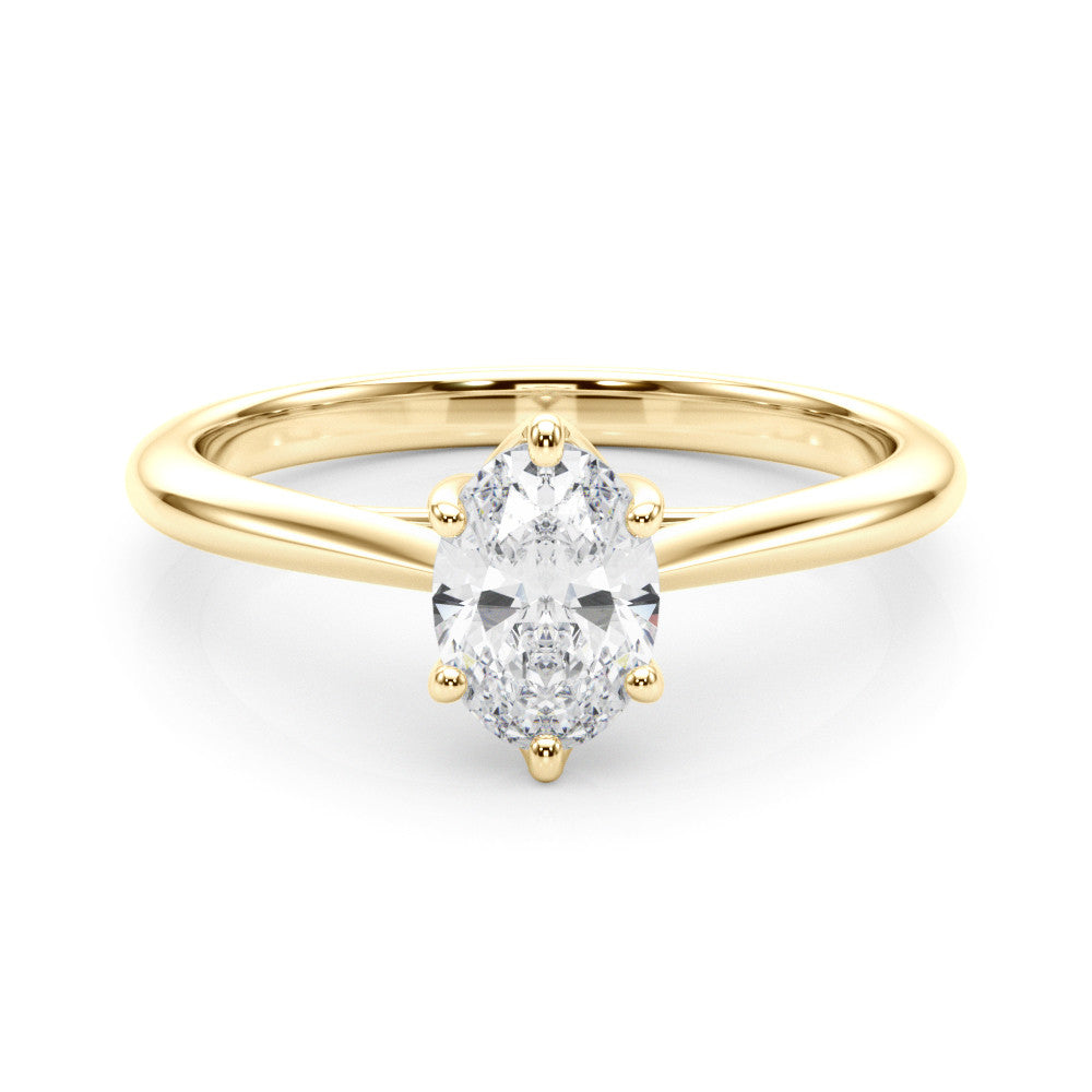 3.50ct Oval Diamond Solitaire Engagement Ring with Split Cathedral Band – 18ct Yellow Gold Classic Opulence