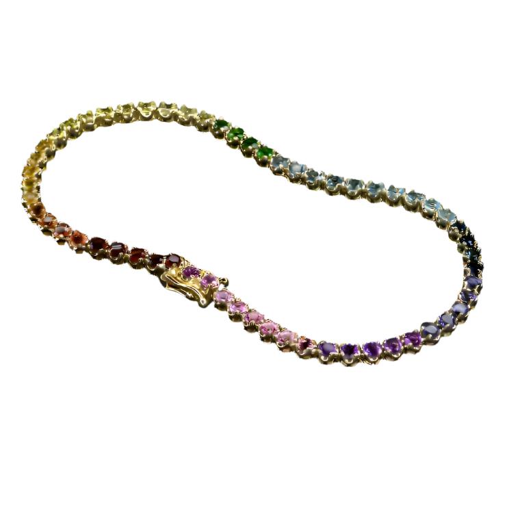 Rainbow Natural Gemstone Tennis Bracelet
