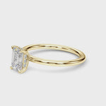 2.50ct Emerald Cut Diamond Solitaire Engagement Ring with Hidden Halo – 18ct Yellow Gold Classic Opulence