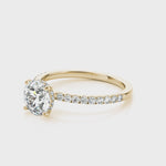 1ct Round Brilliant Diamond Engagement Ring with Hidden Halo & Claw-Set Shoulders – 18ct Yellow Gold Classic Radiance