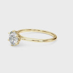 Round Brilliant Diamond Solitaire Engagement Ring with Six Claw Petal Setting – 18ct Yellow Gold Classic Warmth
