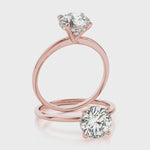 1ct Round Brilliant Diamond Engagement Ring with Hidden Halo – 18ct Rose Gold Romantic Brilliance