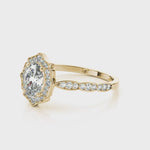 1ct Oval Diamond Halo Engagement Ring – 18ct Yellow Gold Classic Opulence