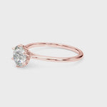 Round Brilliant Diamond Solitaire Engagement Ring with Six Claw Petal Setting – 18ct Rose Gold Romantic Elegance