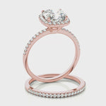 Cushion Cut Diamond Halo Engagement Ring – 18ct Rose Gold Romance
