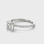 1ct Round Brilliant Diamond Engagement Ring with Hidden Halo & Cut Claw Set Shoulders – 18ct White Gold Timeless Brilliance