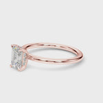 2.50ct Emerald Cut Diamond Solitaire Engagement Ring with Hidden Halo – 18ct Rose Gold Romantic Grandeur