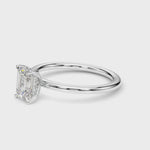 2.50ct Emerald Cut Diamond Solitaire Engagement Ring with Hidden Halo – 18ct Rose Gold Romantic Grandeur